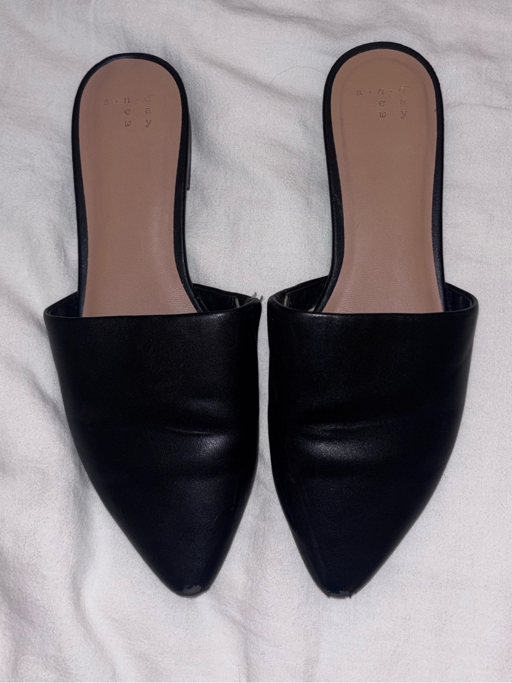 a new day Black Pointed Toe Slip-On Mules